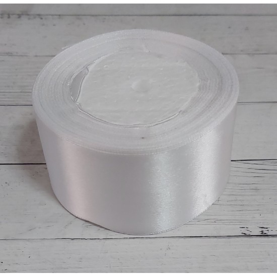 ОПТ Ленты атласные однотонные 5 см*25 ярдов цв. белый, цена за катушку